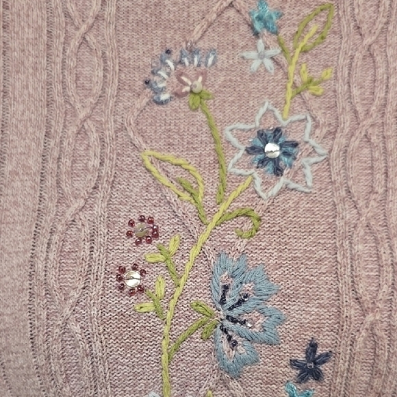 Alfred Dunner Lilac Floral Long Sleeve Mock Turtleneck Grandmacore Sweater L - Picture 3 of 5